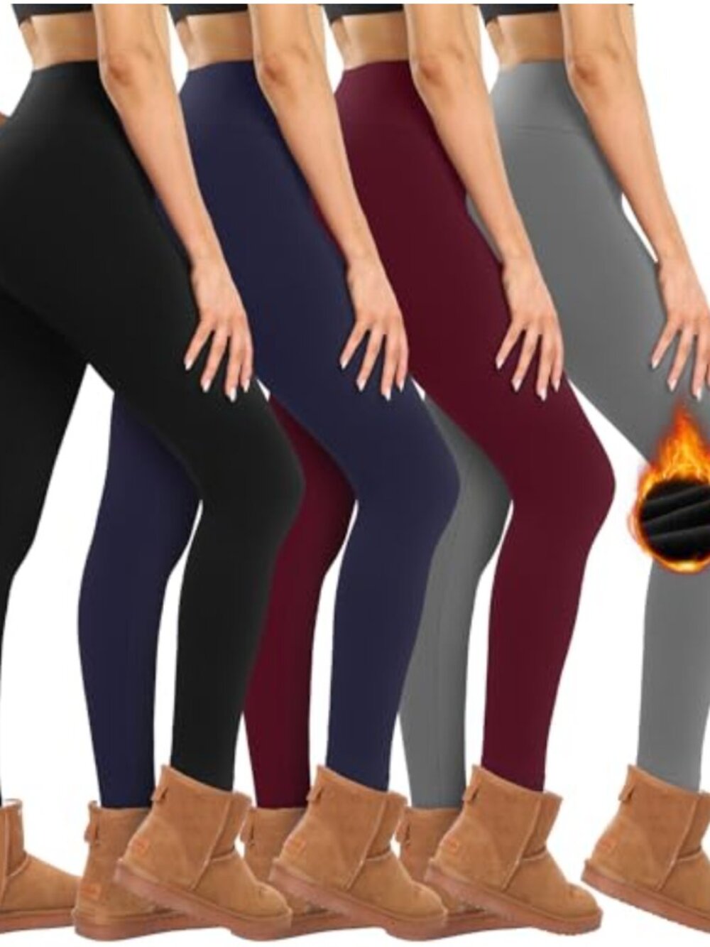 Fleece Lined High Waist Tummy Control Leggings Winter Yoga Running Tights Women
